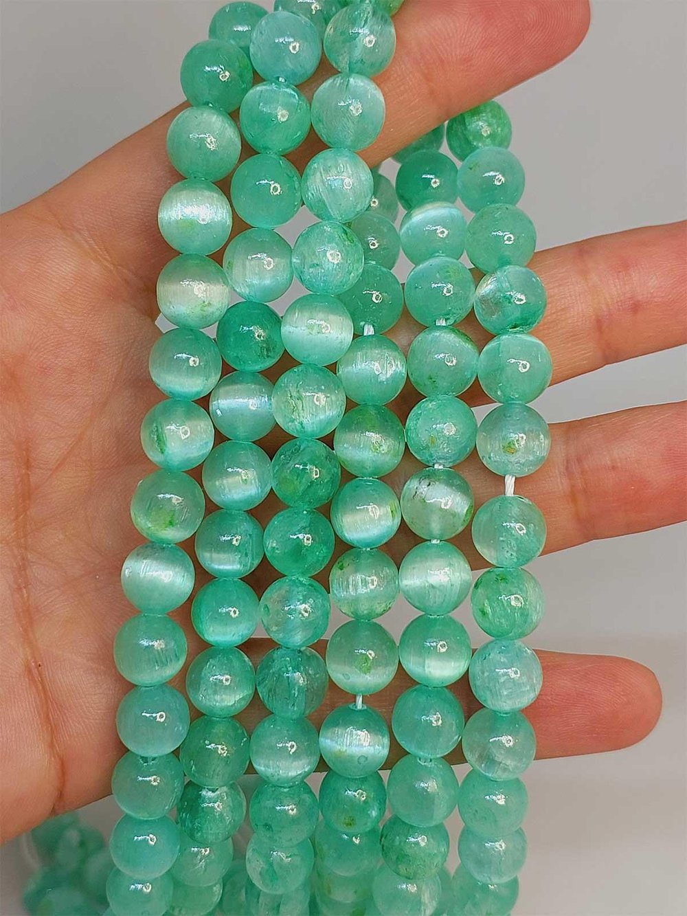 Renkli Selenit Taşı YARIM Dizi 8mm (49174) (18cm uzunluğundadır)