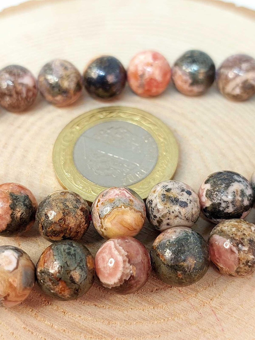 Rodokrozit Taşı Koyu Renk YARIM Dizi 10mm (18cm uzunluğundadır)
