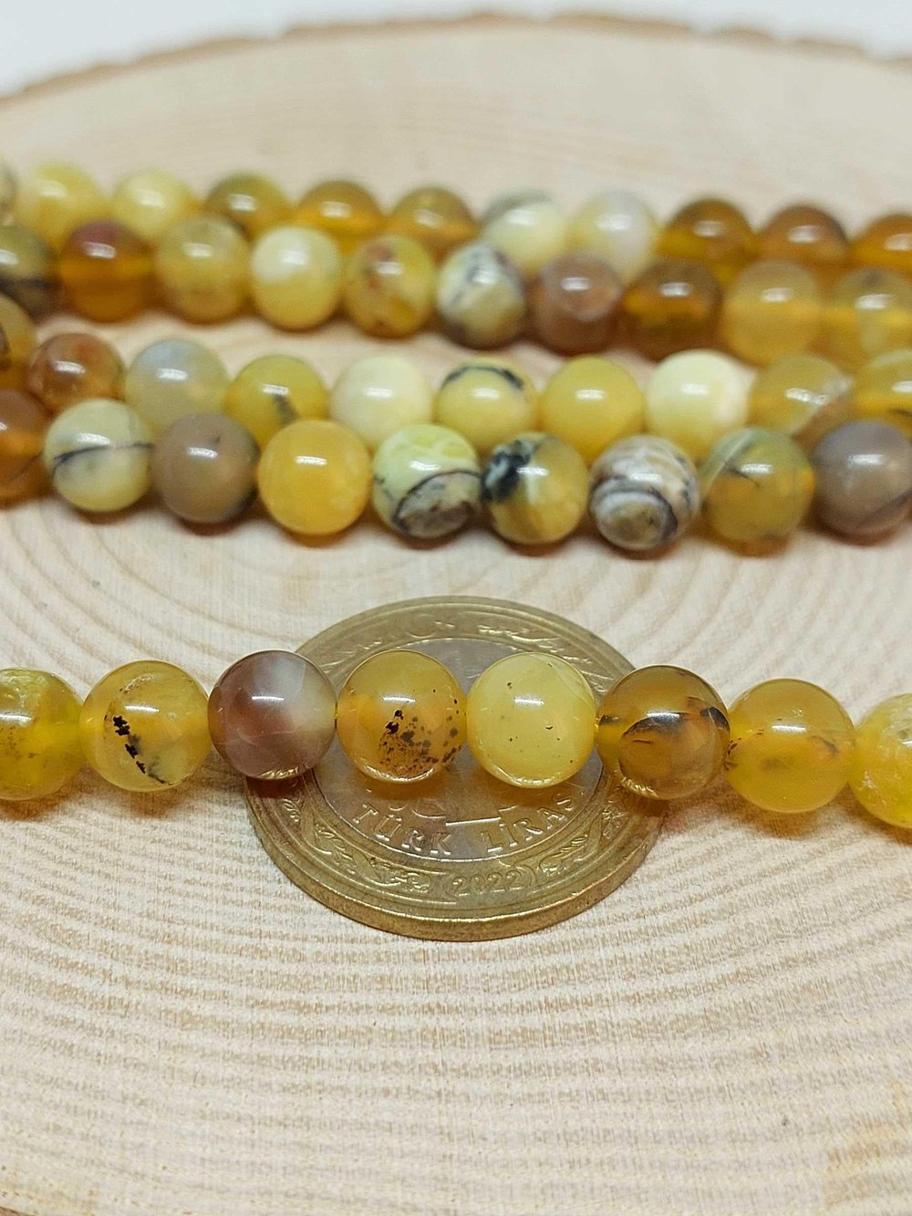 Sarı Alacalı Opal Taşı 7-7.5mm Aralığı/adet