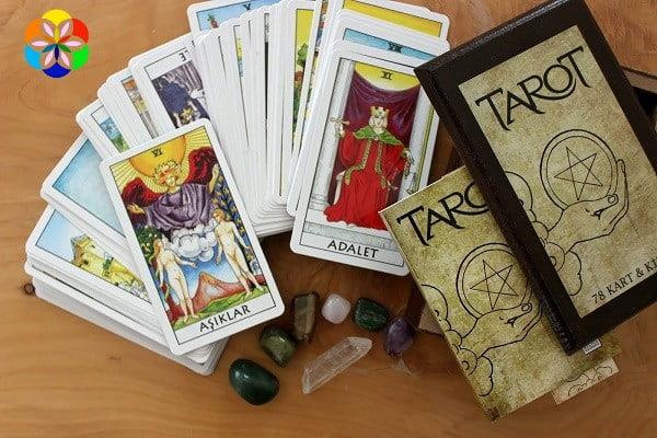 Şifa Taşlı Tarot Seti (Ametist - Aventurin - Kaplangözü - Kristal Kuvars - Pembe Kuvars - Unakit Taşları) 7 Taşlı