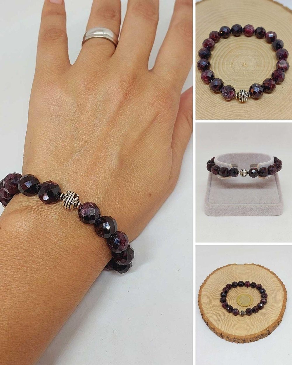 Sirius Serisi Lal (Granat) (Garnet) Taşı 10mm Unisex Bileklik (52918)