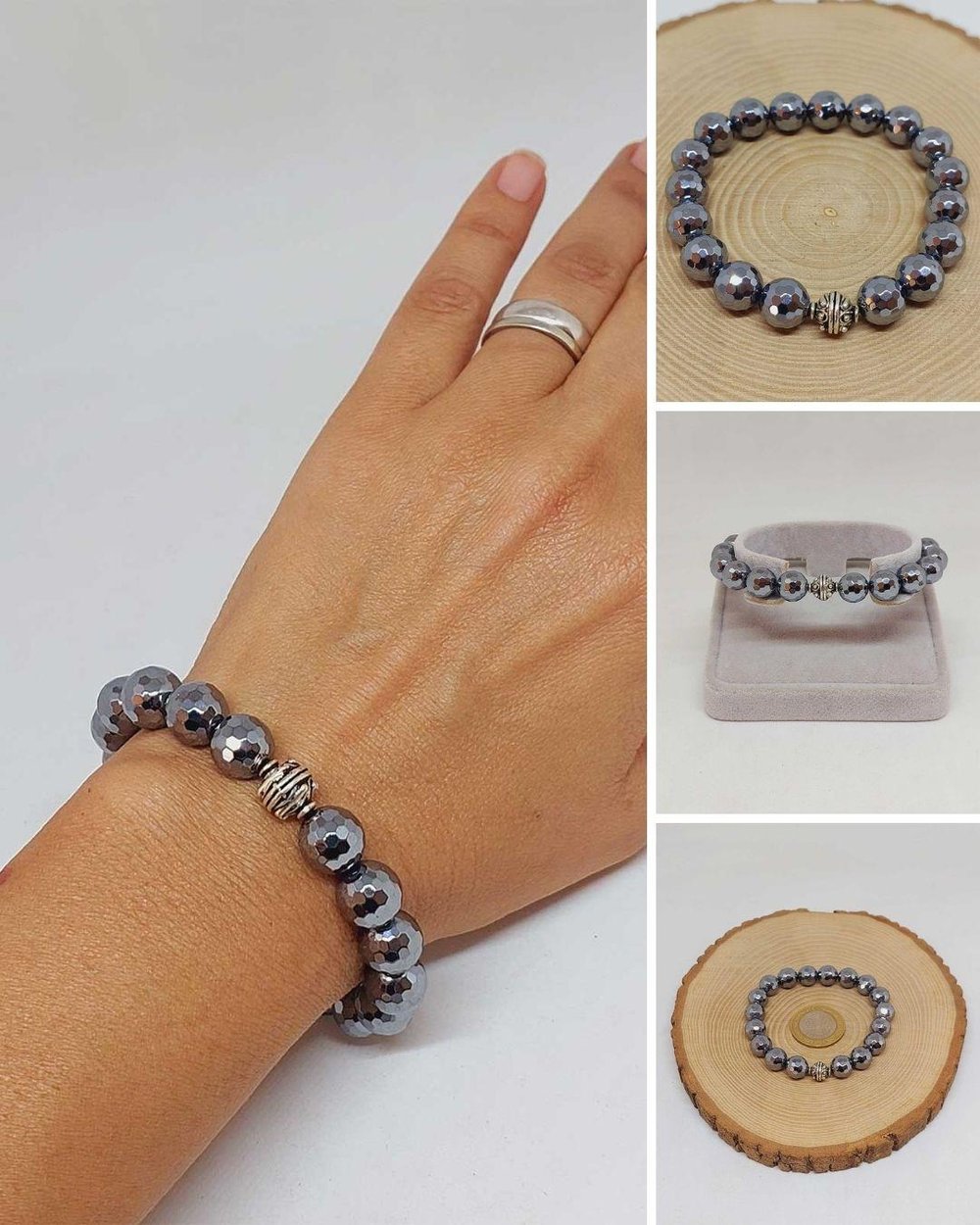Sirius Serisi Terahertz Taşı 10mm Unisex Bileklik (52902)