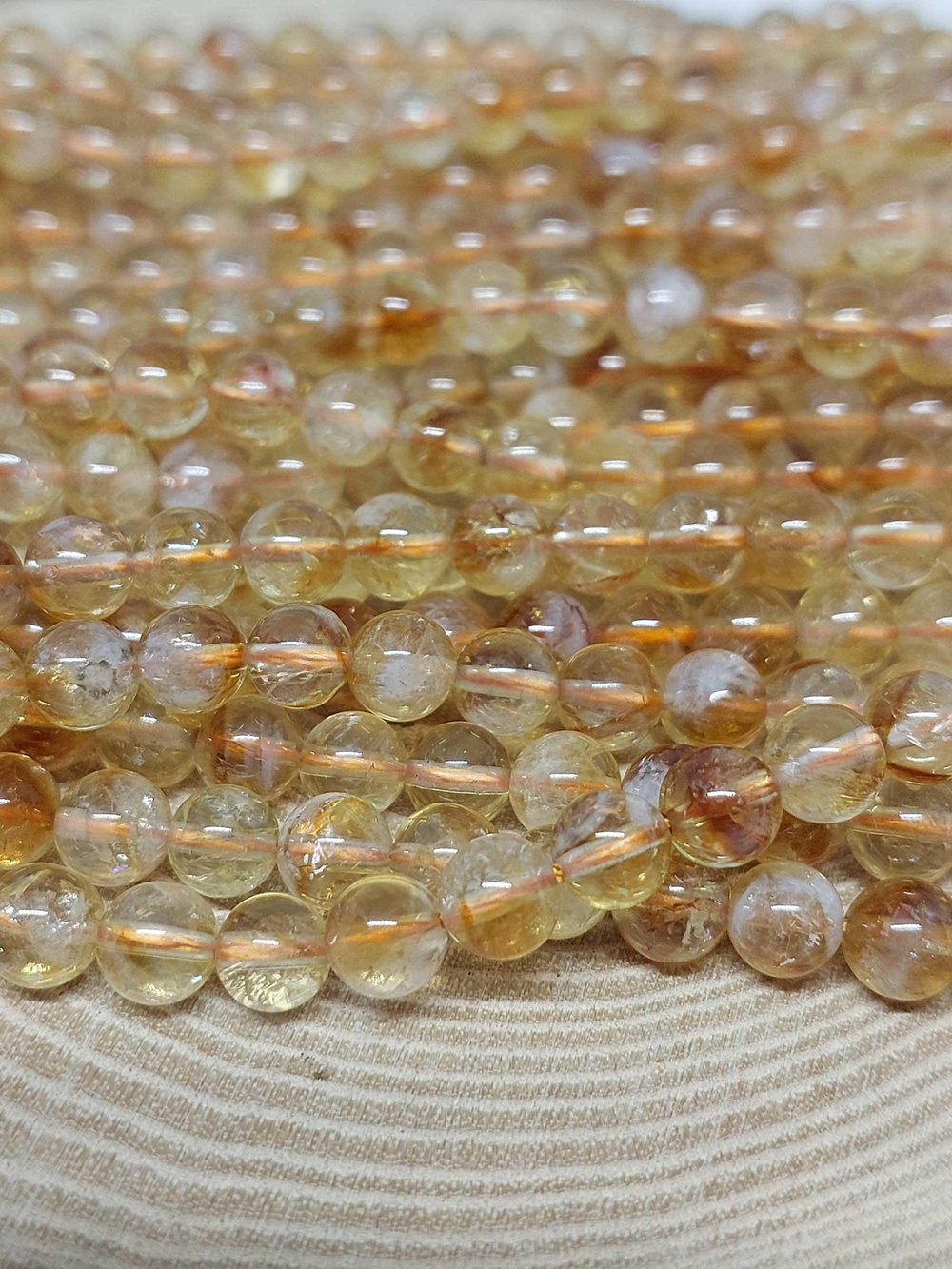 Sitrin Taşı Açık & Koyu Karışık Renk YARIM Dizi 5-5.5mm Aralığı (18cm uzunluğundadır)