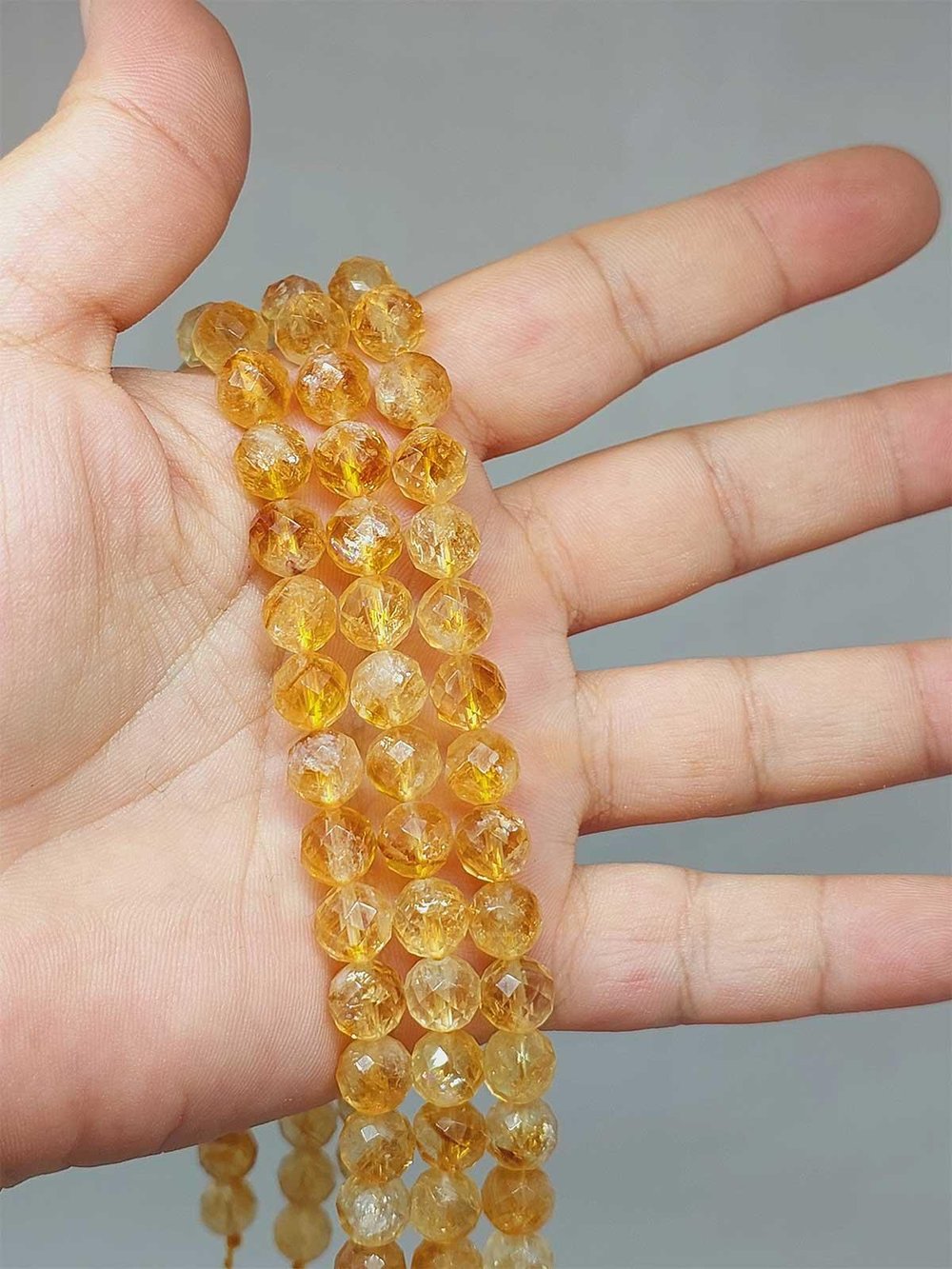 Sitrin Taşı Faset Kesim YARIM Dizi 8mm (51358) (18cm uzunluğundadır)