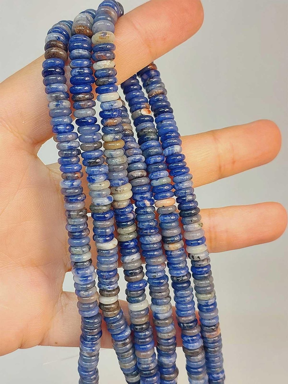 Sodalit Taşı Rondela Kesim 6x1.5mm YARIM Dizi (49408) (18cm uzunluğundadır)