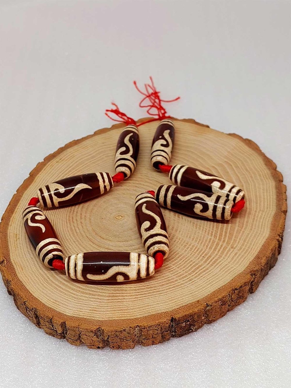 Tibet Akik Taşı Silindir Kesim 12.5x38mm Dizi (39135)