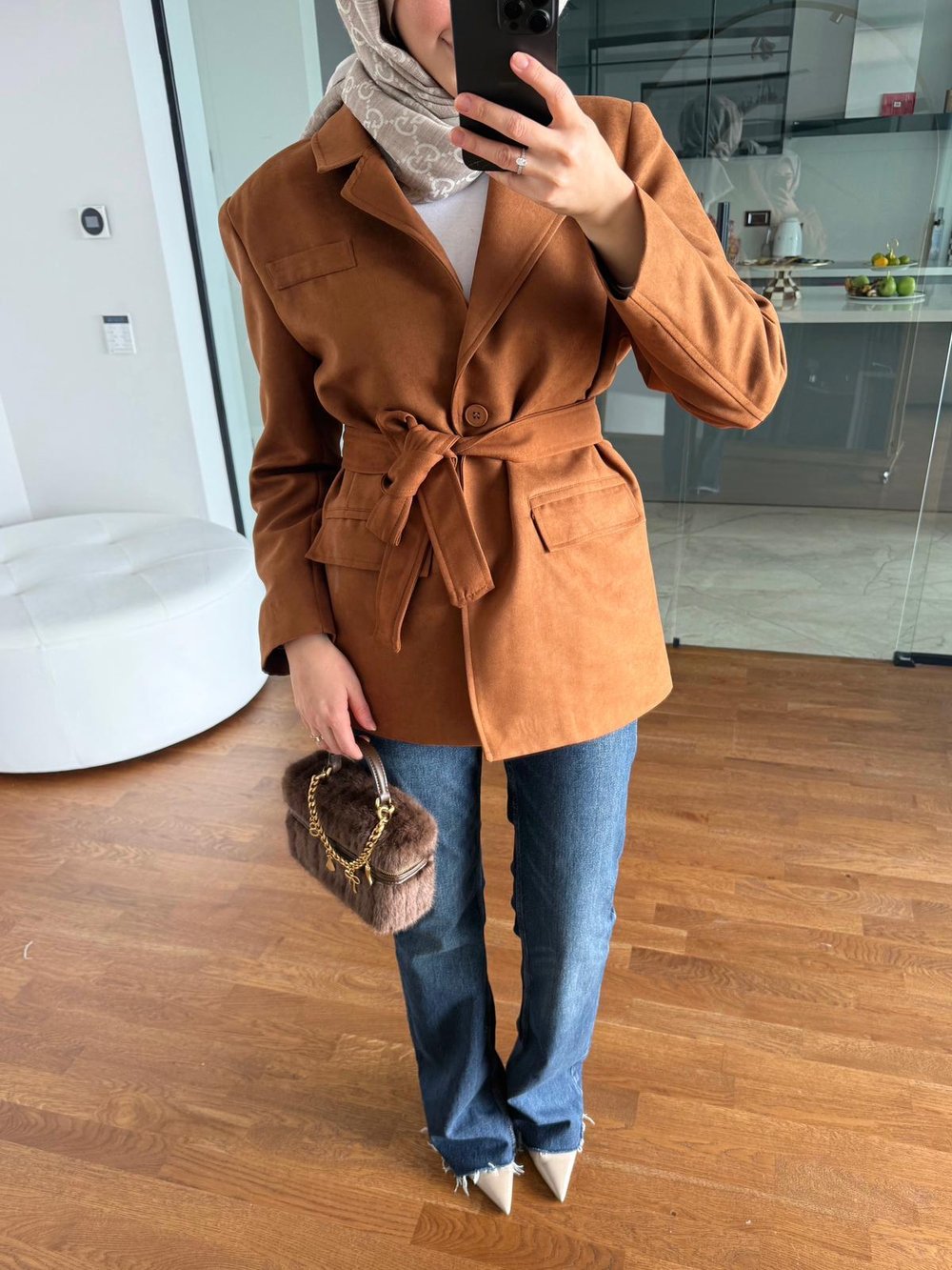 Nubuk Trenç Ceket Camel