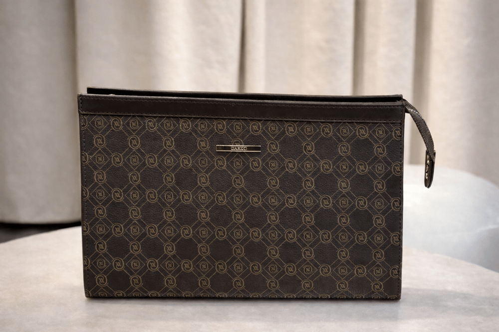 🤎 Vakko Monogram Clutch / El Çantası – Acı Kahve