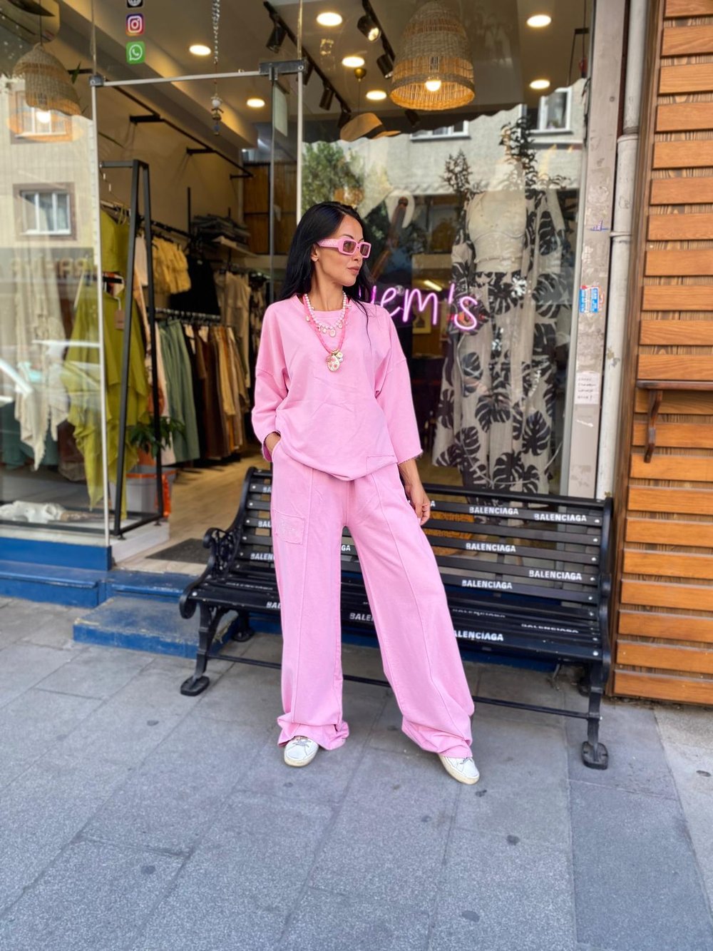 Pembe Oversize Eşofman Takımı