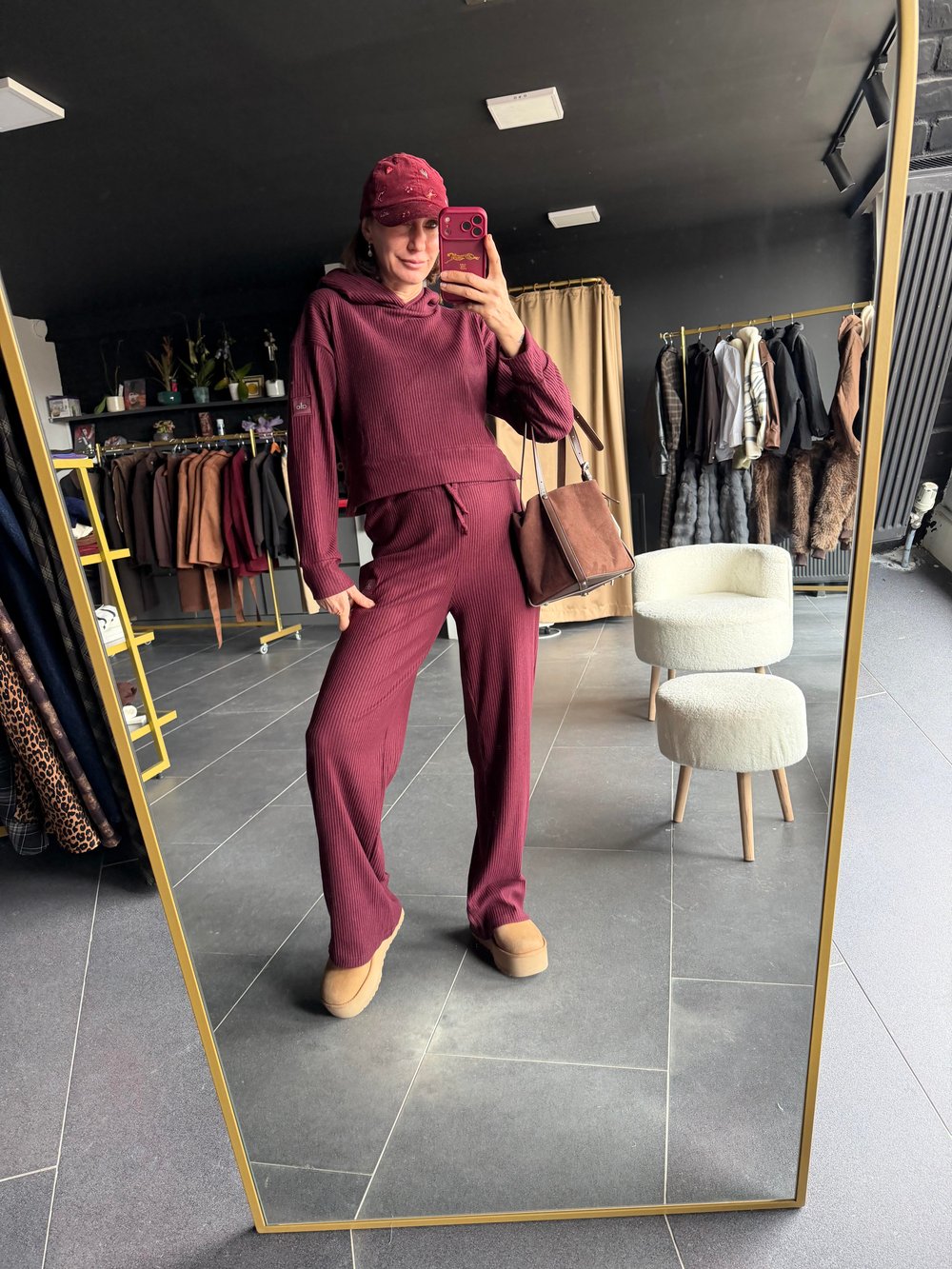 Aloha Bordo Kapüşonlu Sweat Pantolon Takım