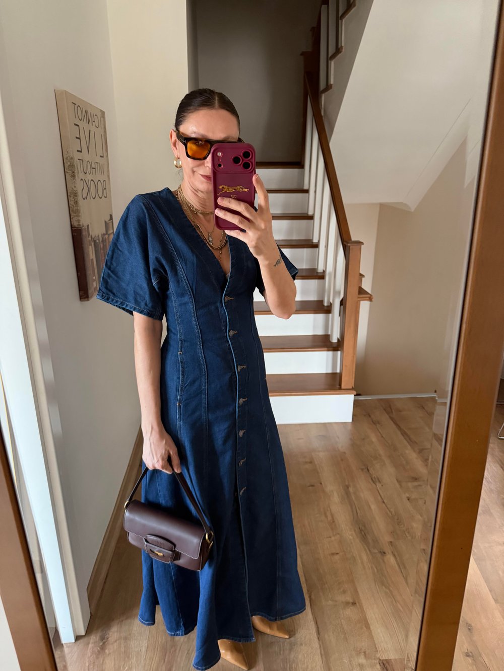 Denim Ur Uzun Düğmeli Elbise