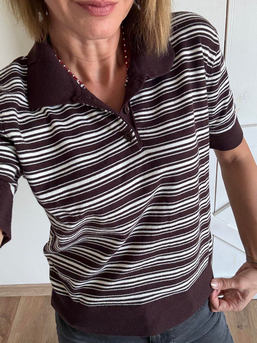 Expresso Çizgili Polo Yaka Triko