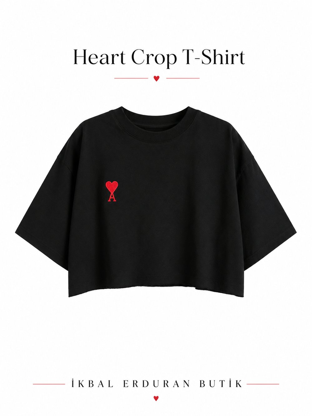 Heart Crop Tshirt Black