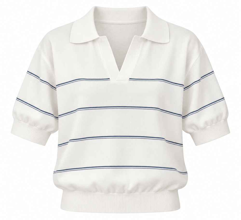 Kırık Beyaz Yumoş Polo Yaka Triko Tshirt