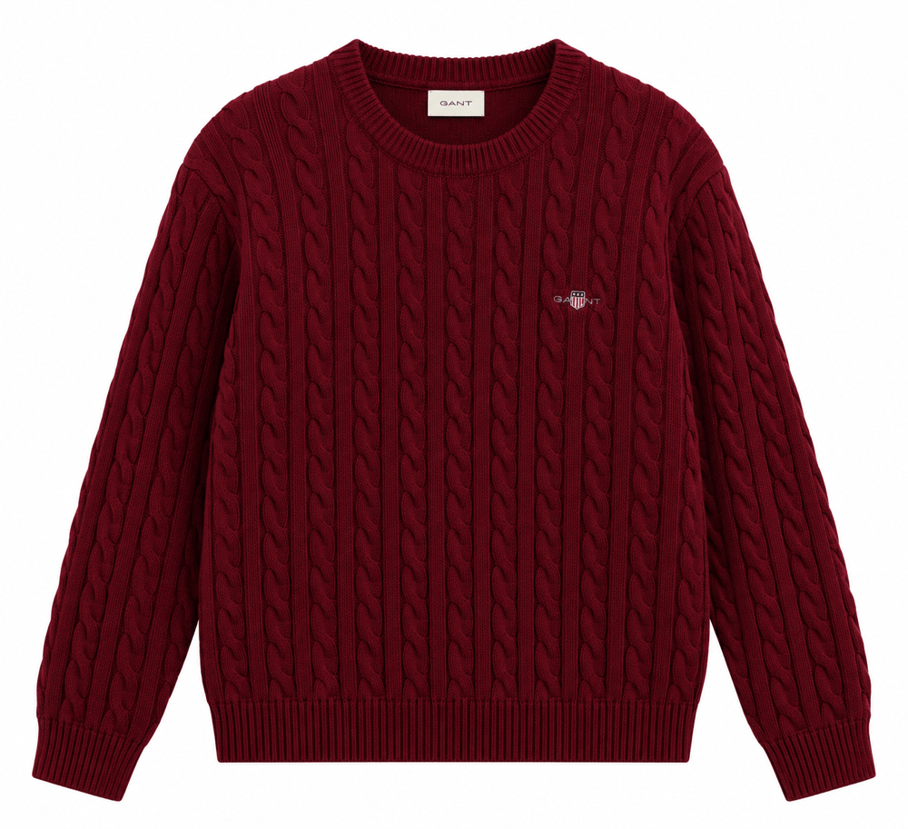 Luxury Marka Saç Örgü Bordo Triko Kazak