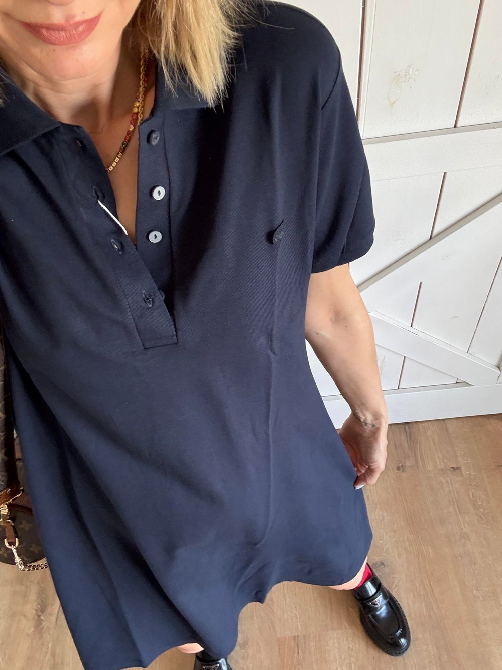 Polo Yaka Lacivert Elbise