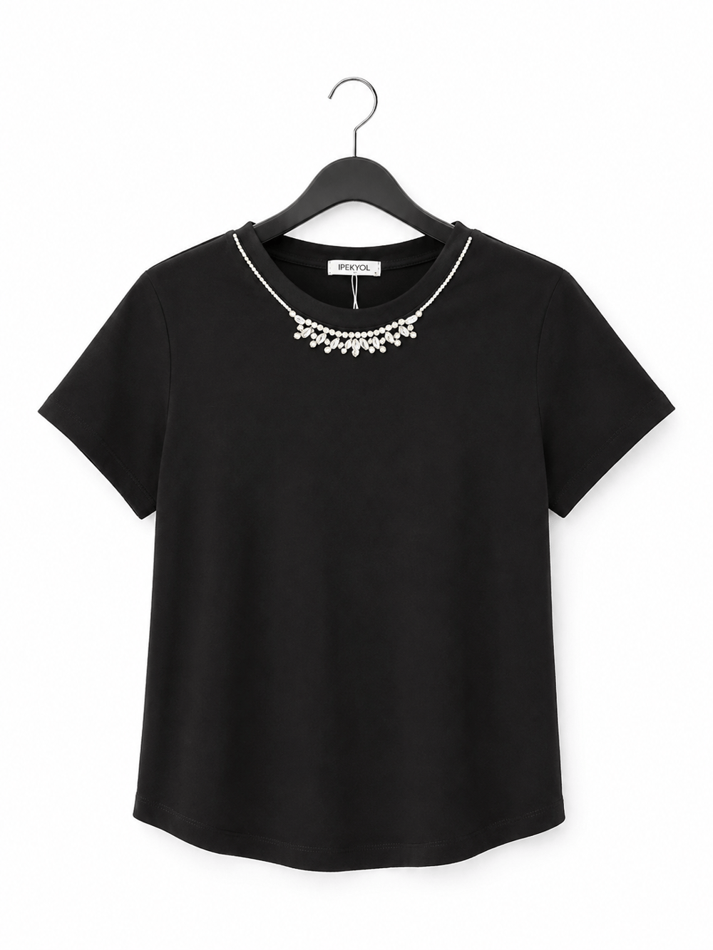 Siyah İpkyl Taşlı Tshirt