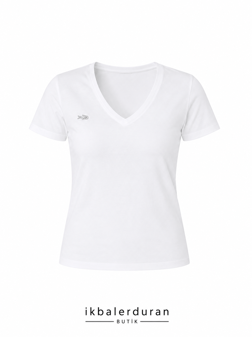 V Yaka Lcs Beyaz Logo Tshirt