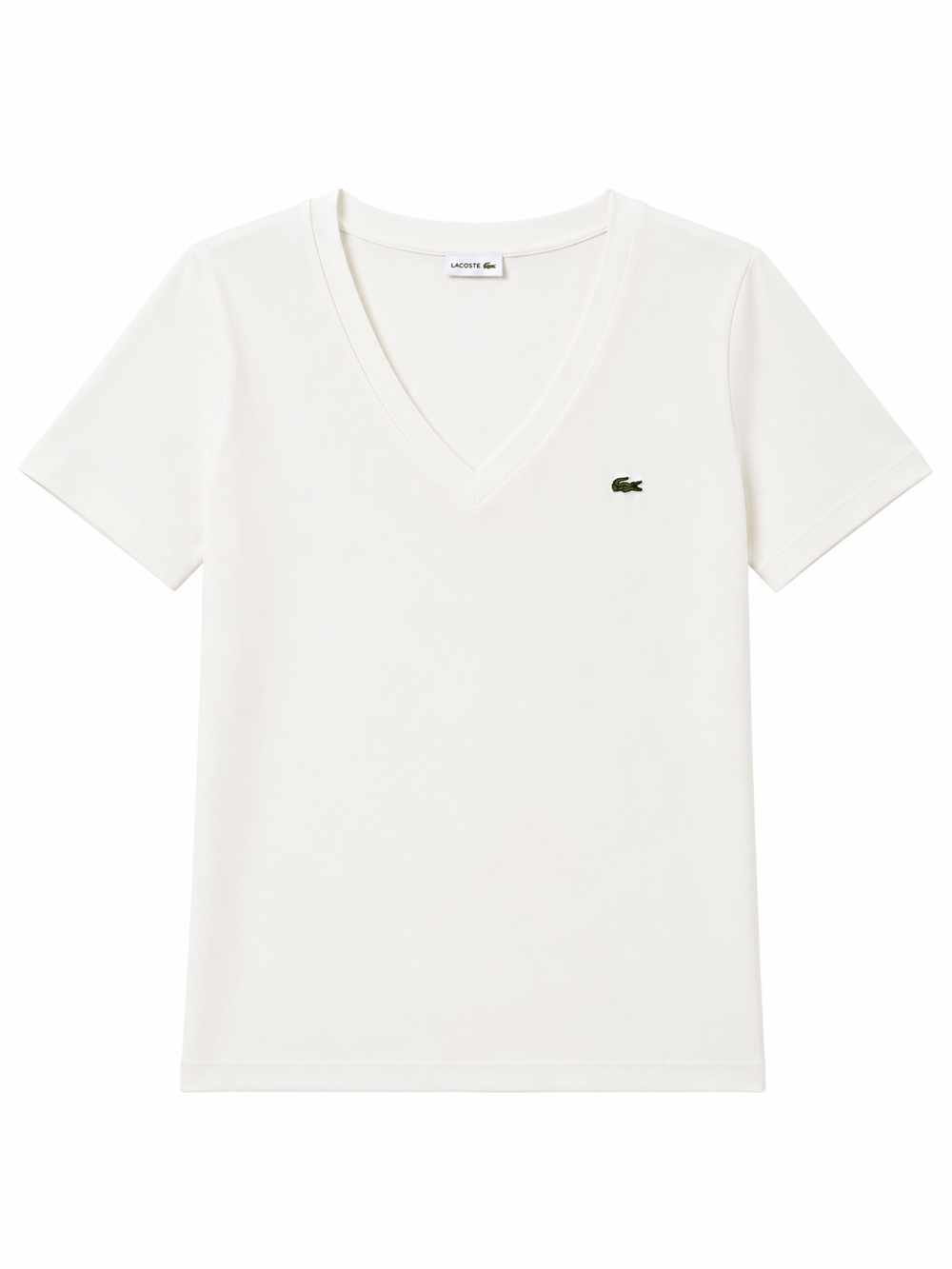 V Yaka Lcs Beyaz Tshirt