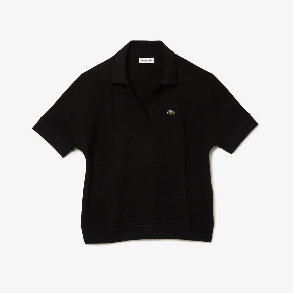 V Yaka Pike Kumaş Siyah Tshirt