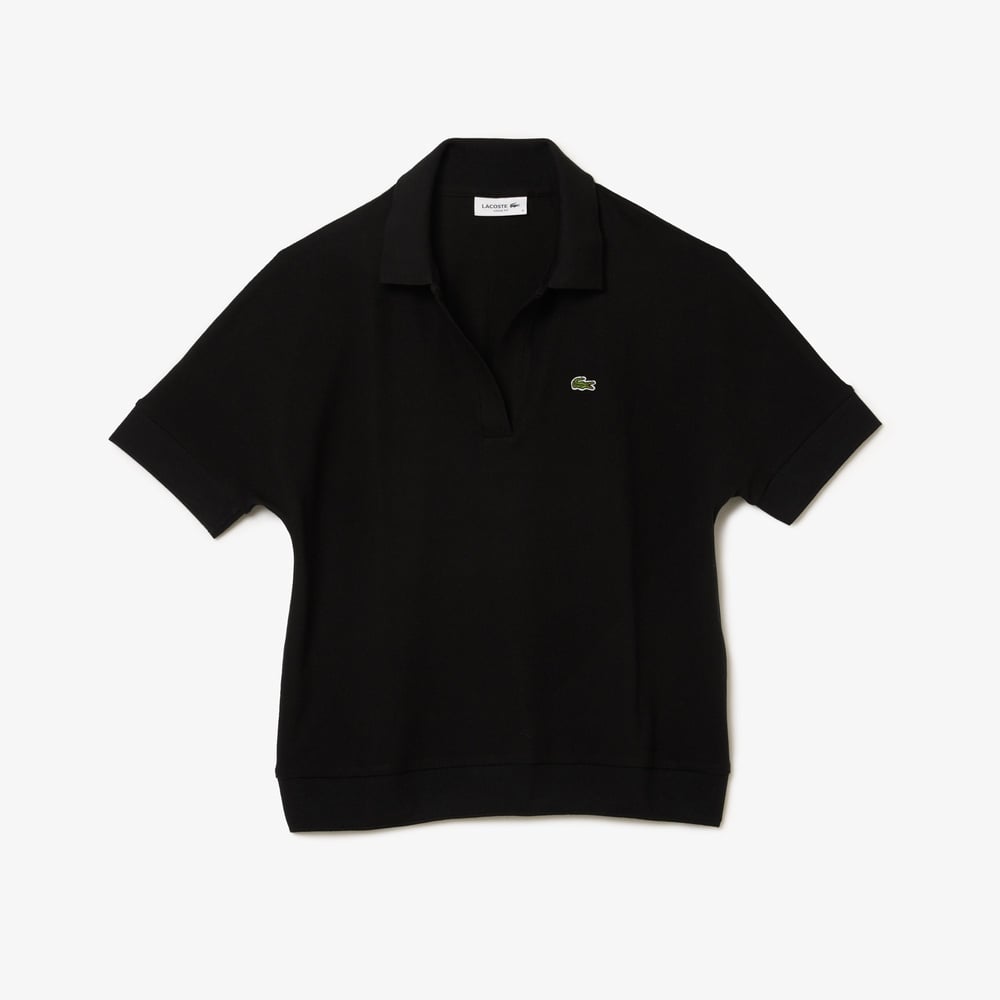 V Yaka Pike Kumaş Siyah Tshirt