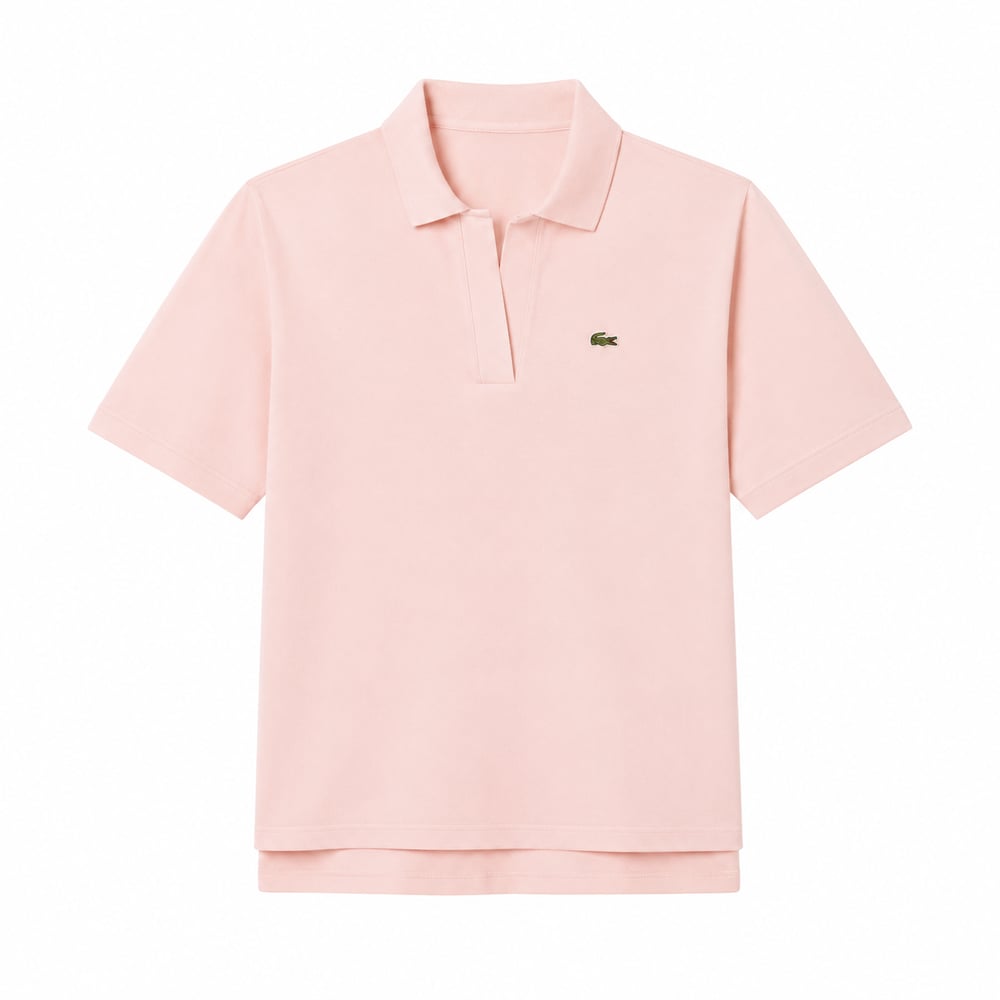 V Yaka Pike Kumaş Toz Pembe Tshirt