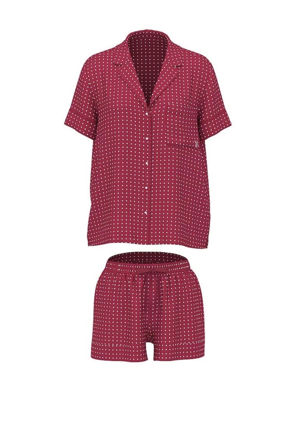 V&S Saten Şort Gömlek Pijama Takımı