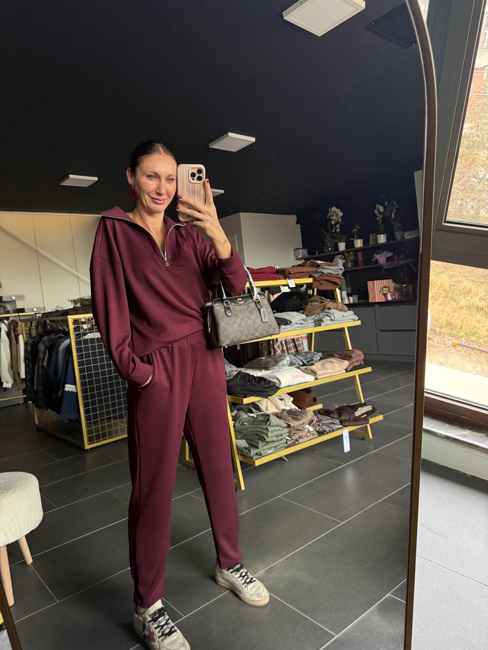 Work Yarım Fermuarlı Bordo Takım