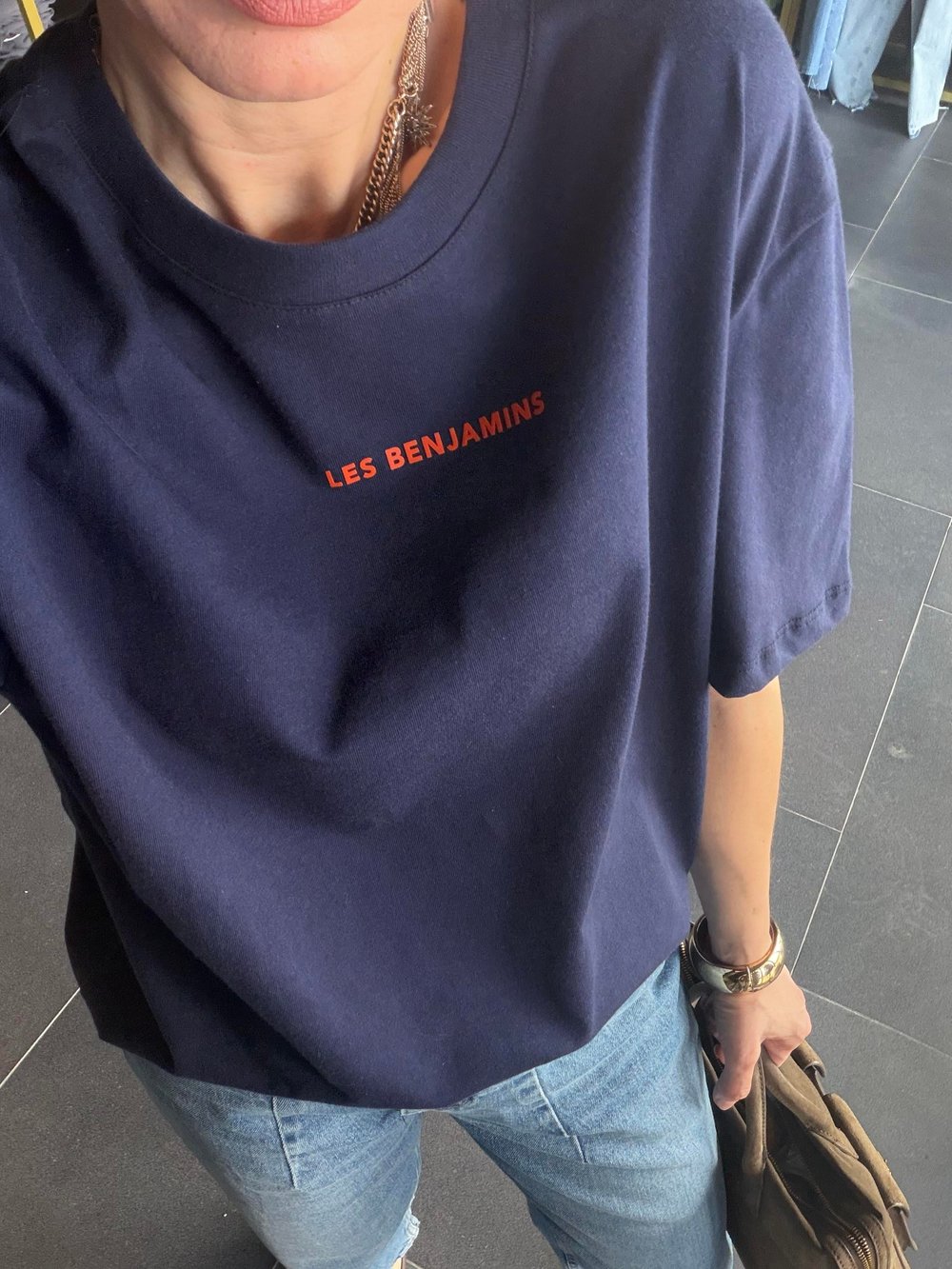 Yazılı Lacivert Logo Detaylı Tshirt Leslie
