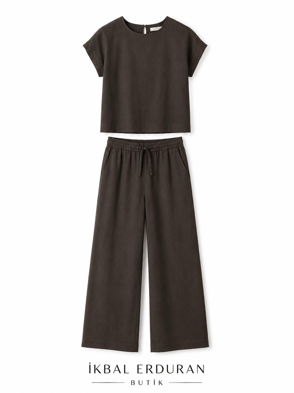 Zr Keten  Füme Tshirt Pantolon Takım