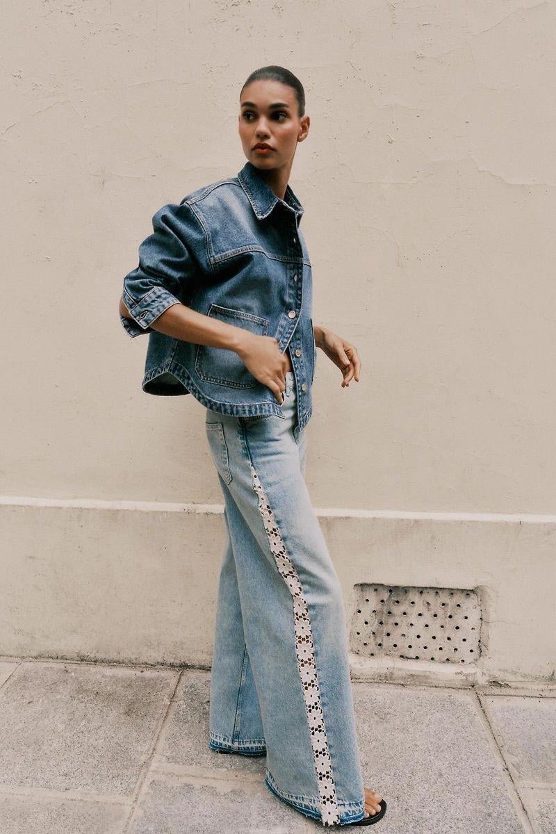 Zr Yanlardan Dantel Detaylı Denim