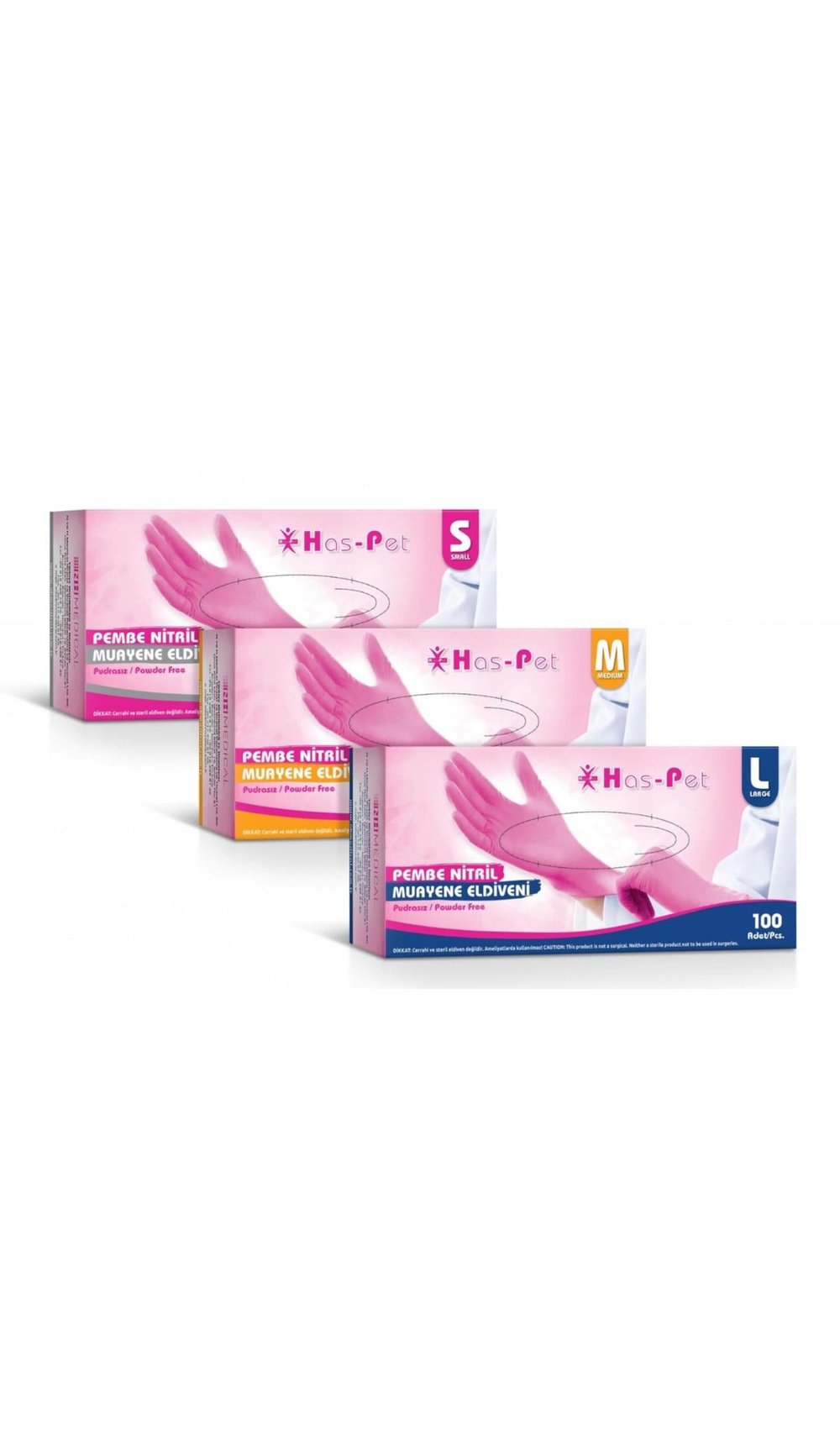 Pudrasız Pembe Nitril Eldiven (100'Lü)