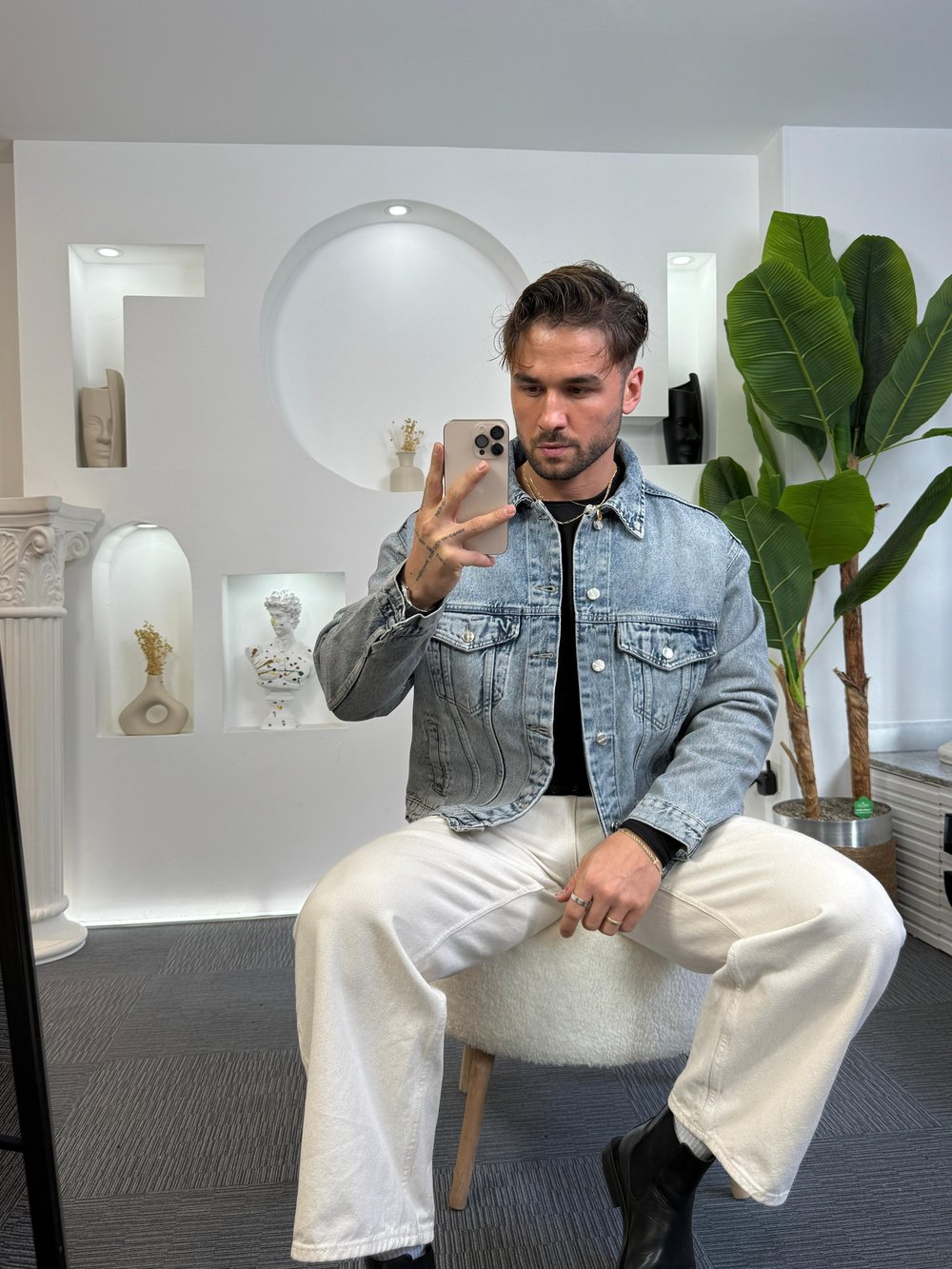 Açık Mavi Giesto Oversize Retro Kot Ceket