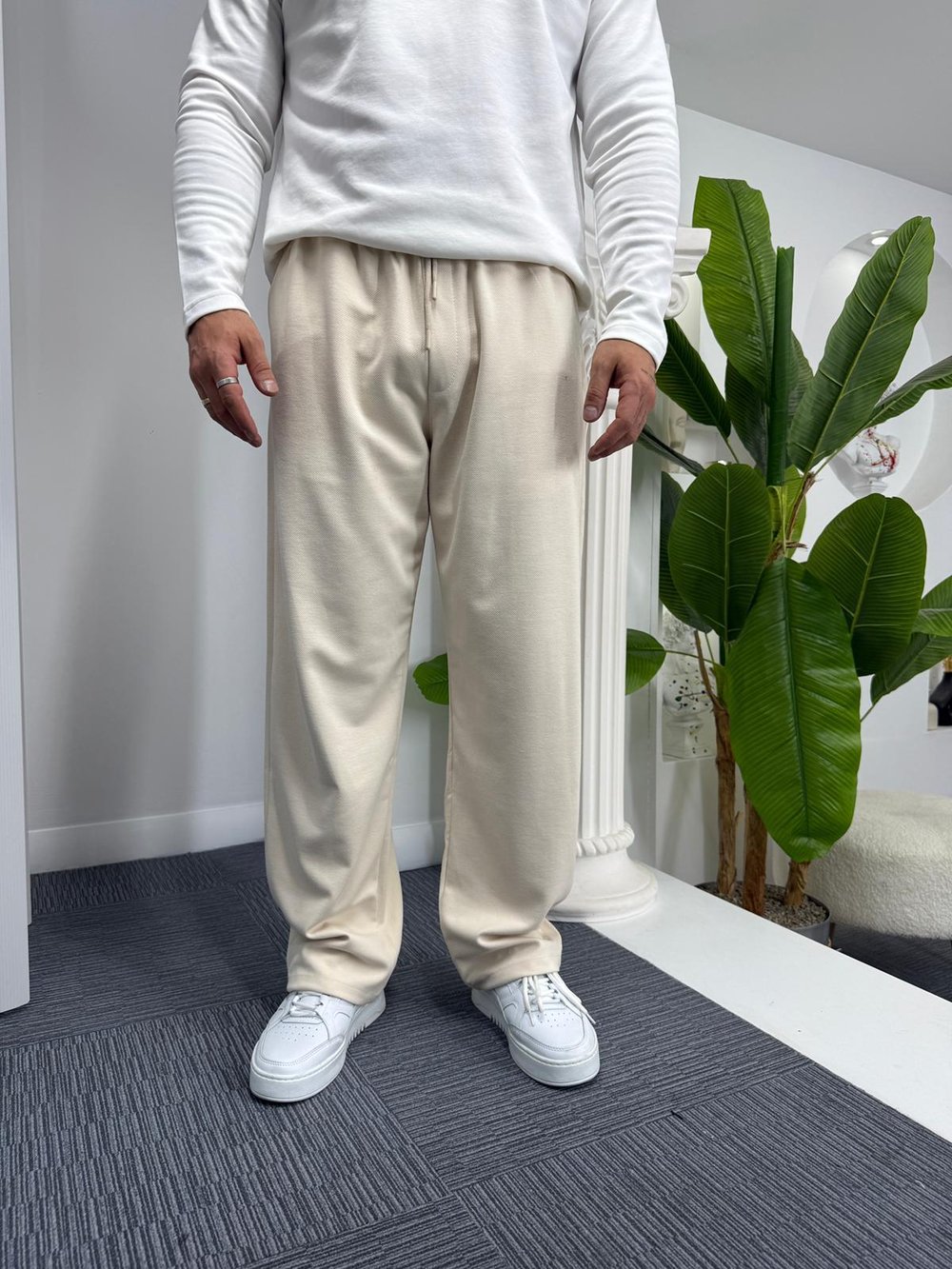 Bej GG Baggy Gabardin Pantolon