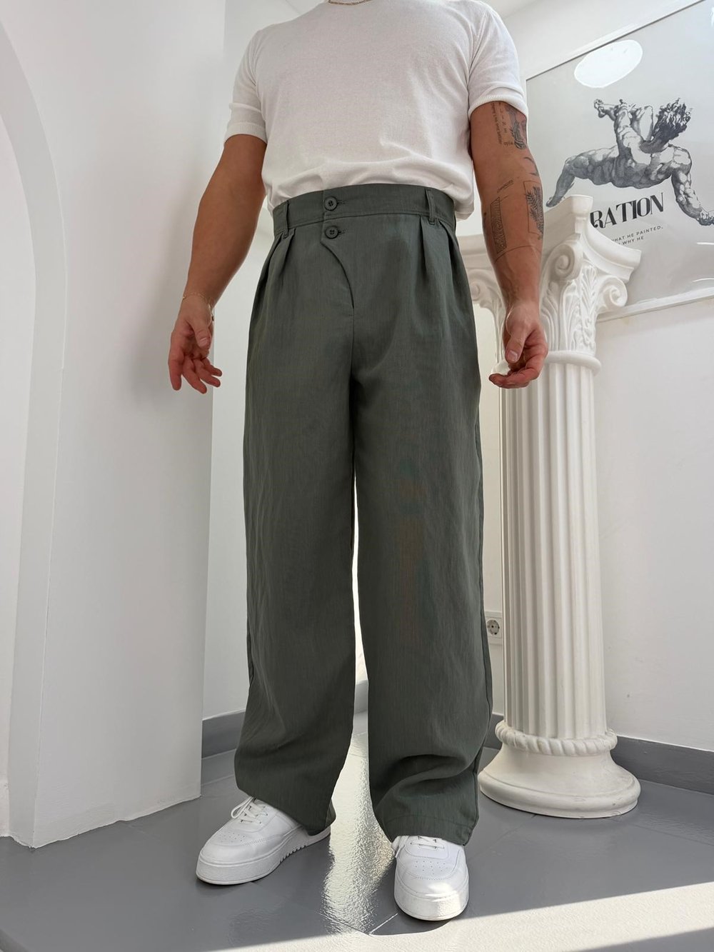 Yeşil GG Lyocel Baggy Pantolon