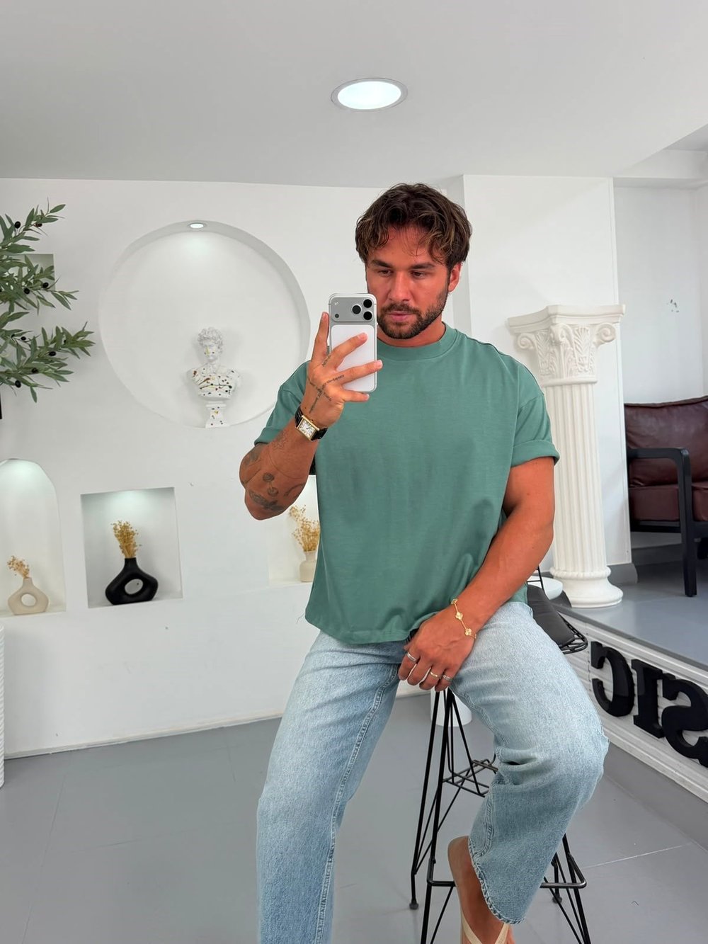 Yeşil RL Boxy Fit Basic Tshirt