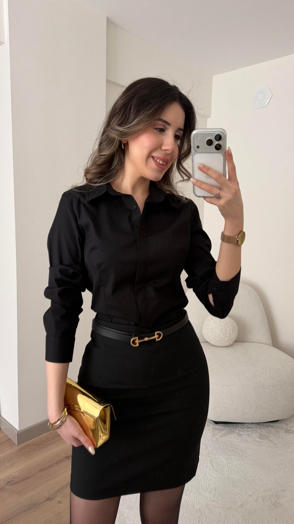 LİKRALI SLİM FİT SİYAH GÖMLEK
