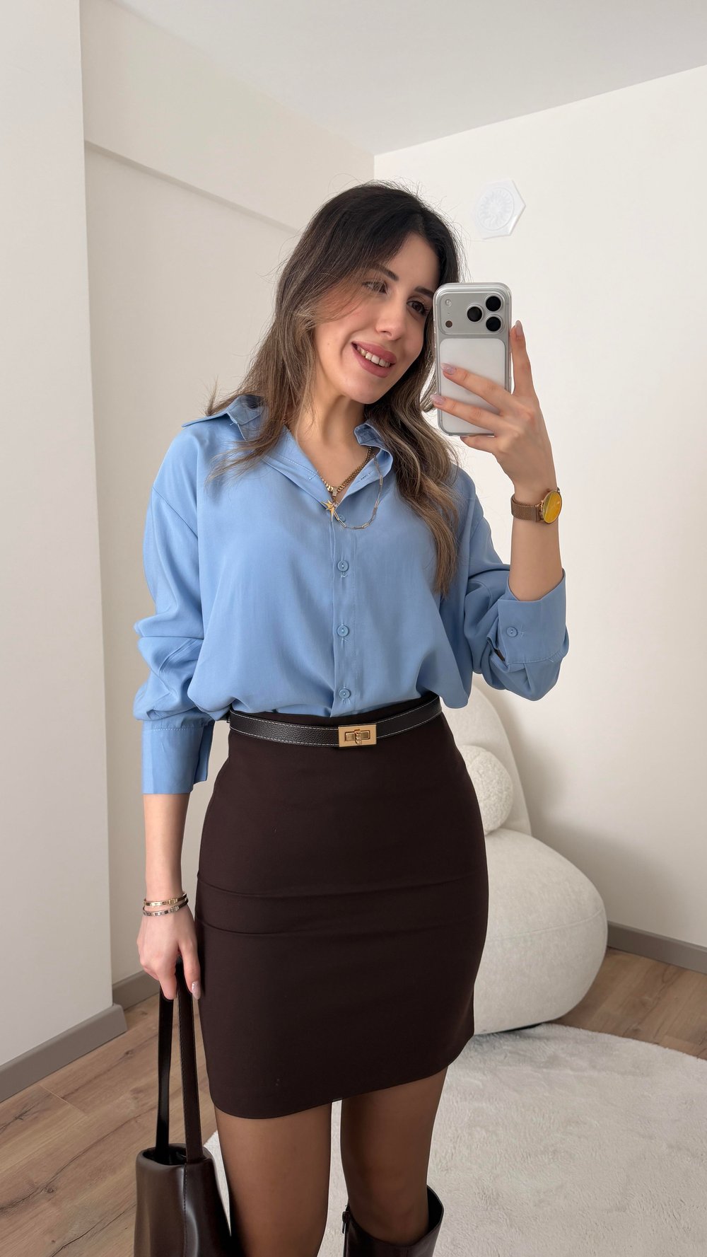 TENSEL KUMAŞ MAVİ GÖMLEK
