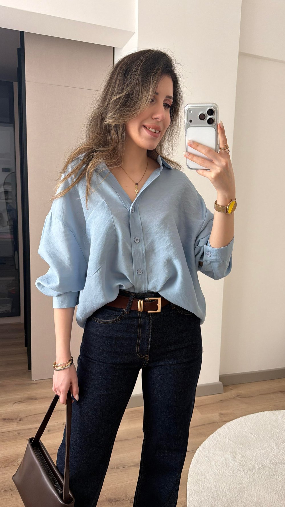 TENSEL KUMAŞ OVERSİZE BUZ MAVİSİ GÖMLEK