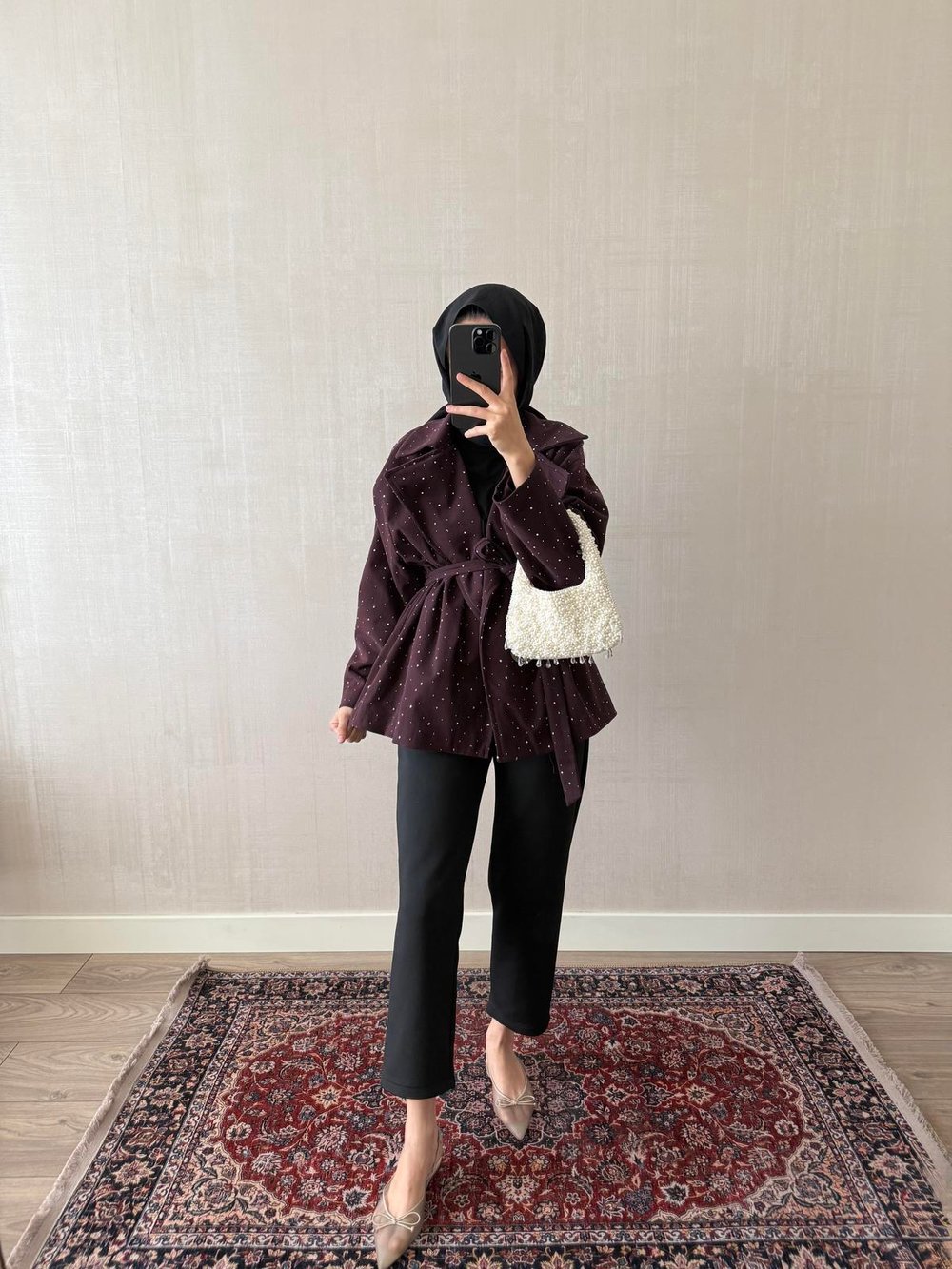  Taşlı Ceket - Bordo
