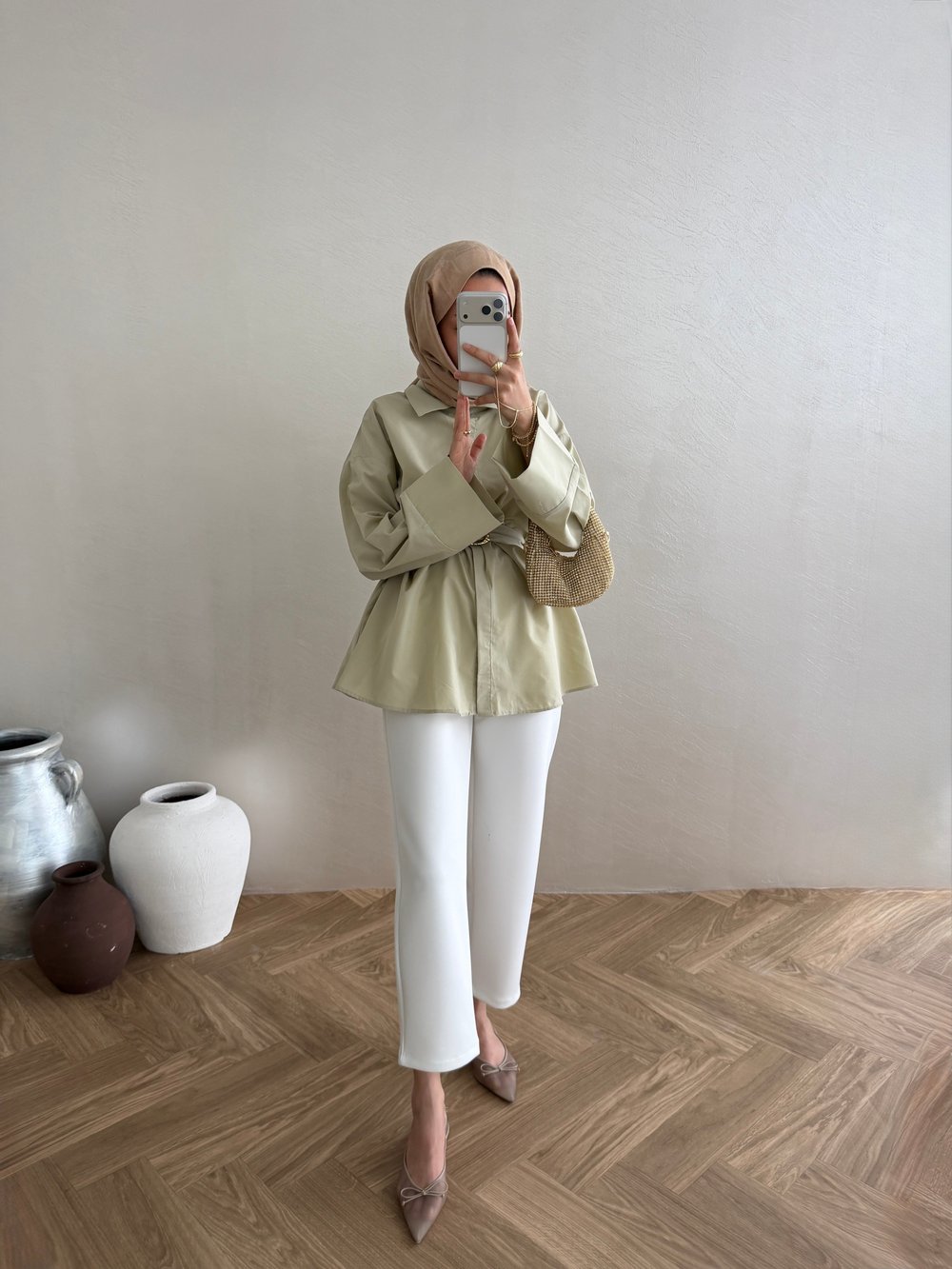 Gold Tokalı Gömlek - Mint
