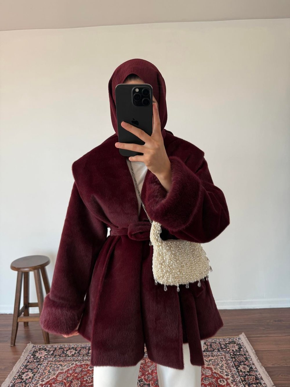 Goldfox Kürklü Kaban - Bordo