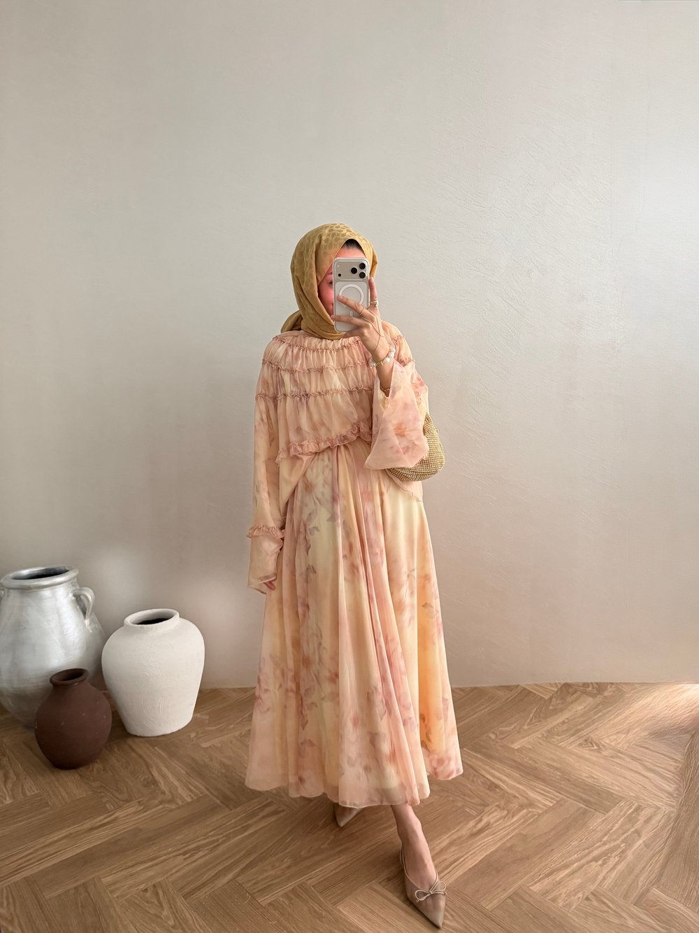 Güpürlü Şifon Takım - Oranj