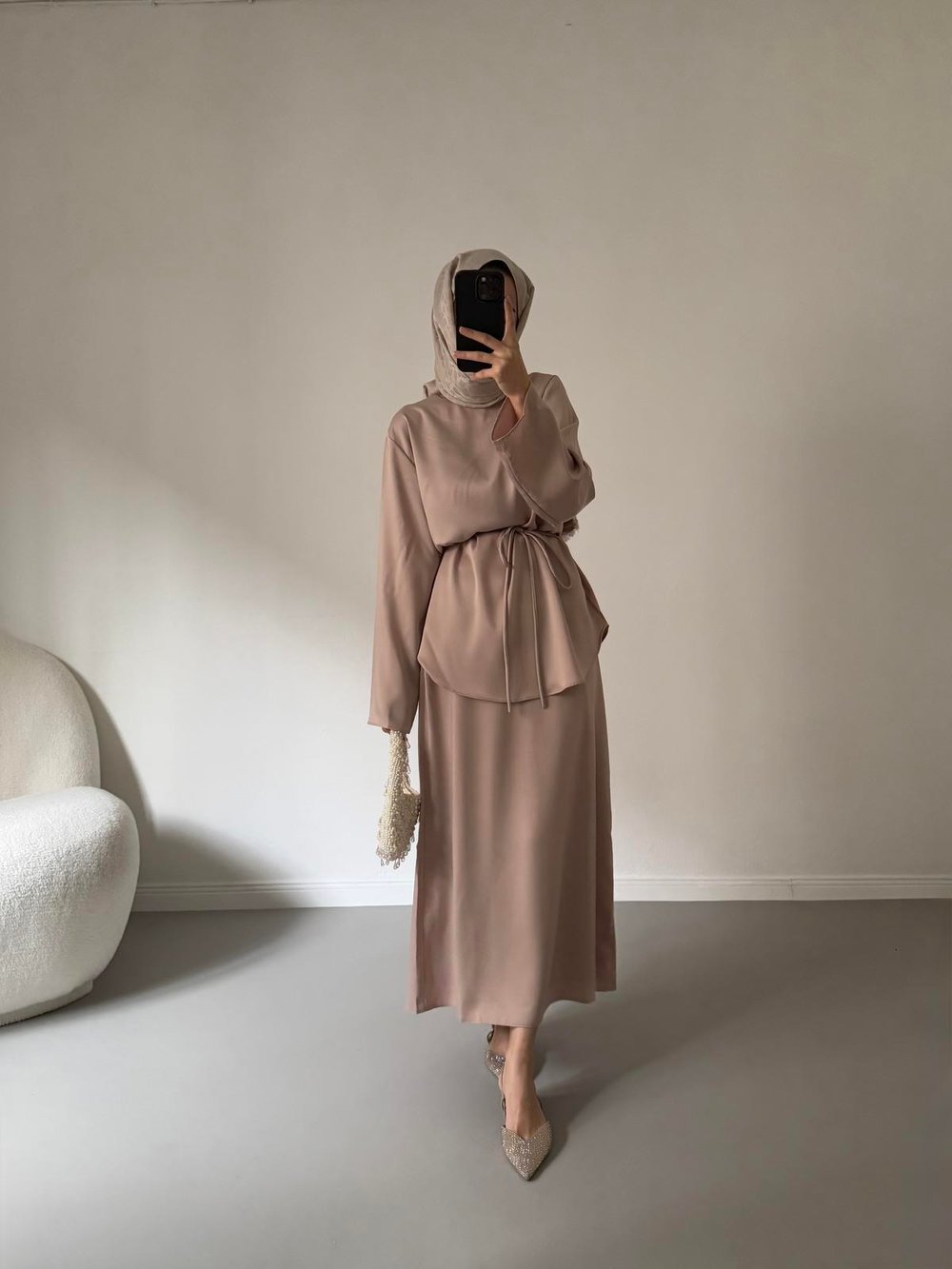 İpeksi Saten Takım - Camel