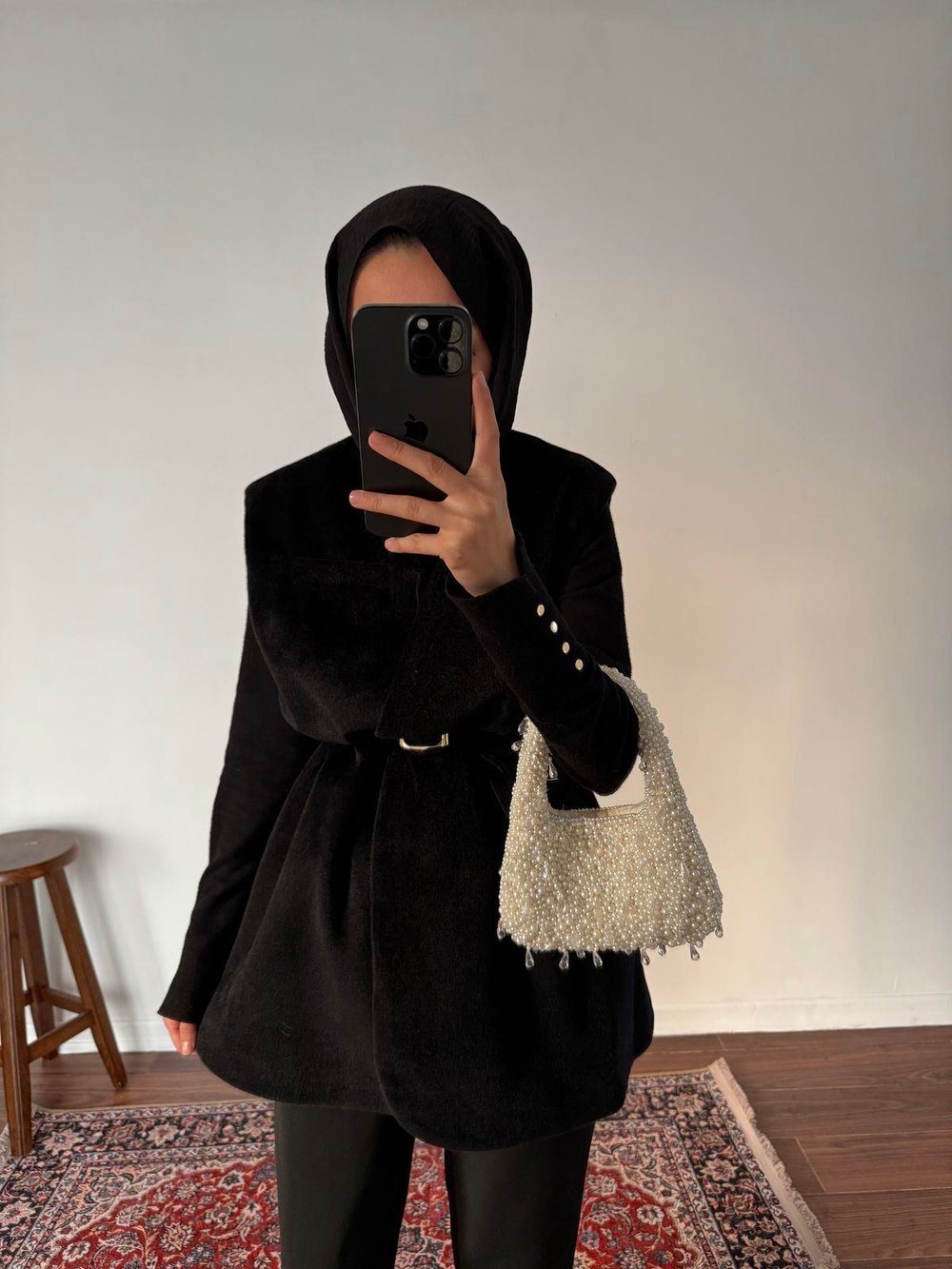 Kaşe Kemerli Yelek - Siyah