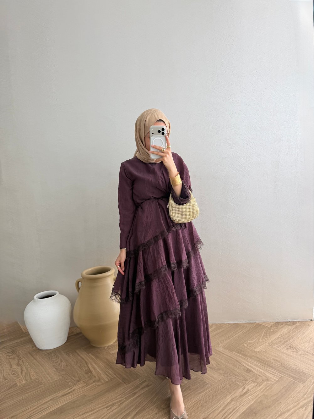 Kat Kat Dantelli Elbise - Bordo 