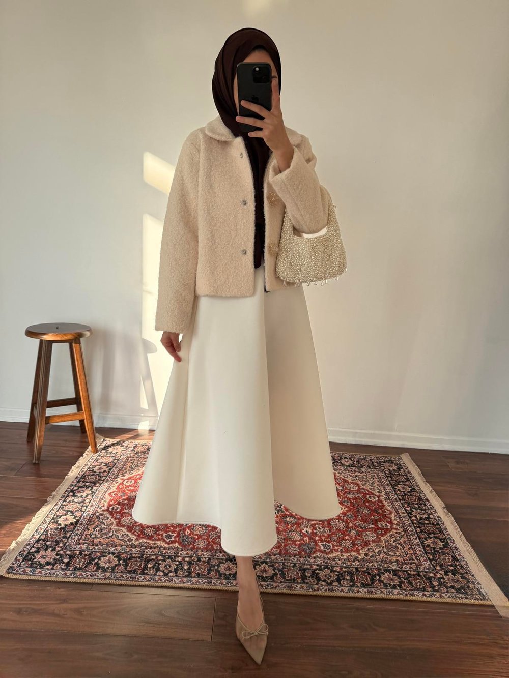 Keçe Kaşe Kaban - Ekru