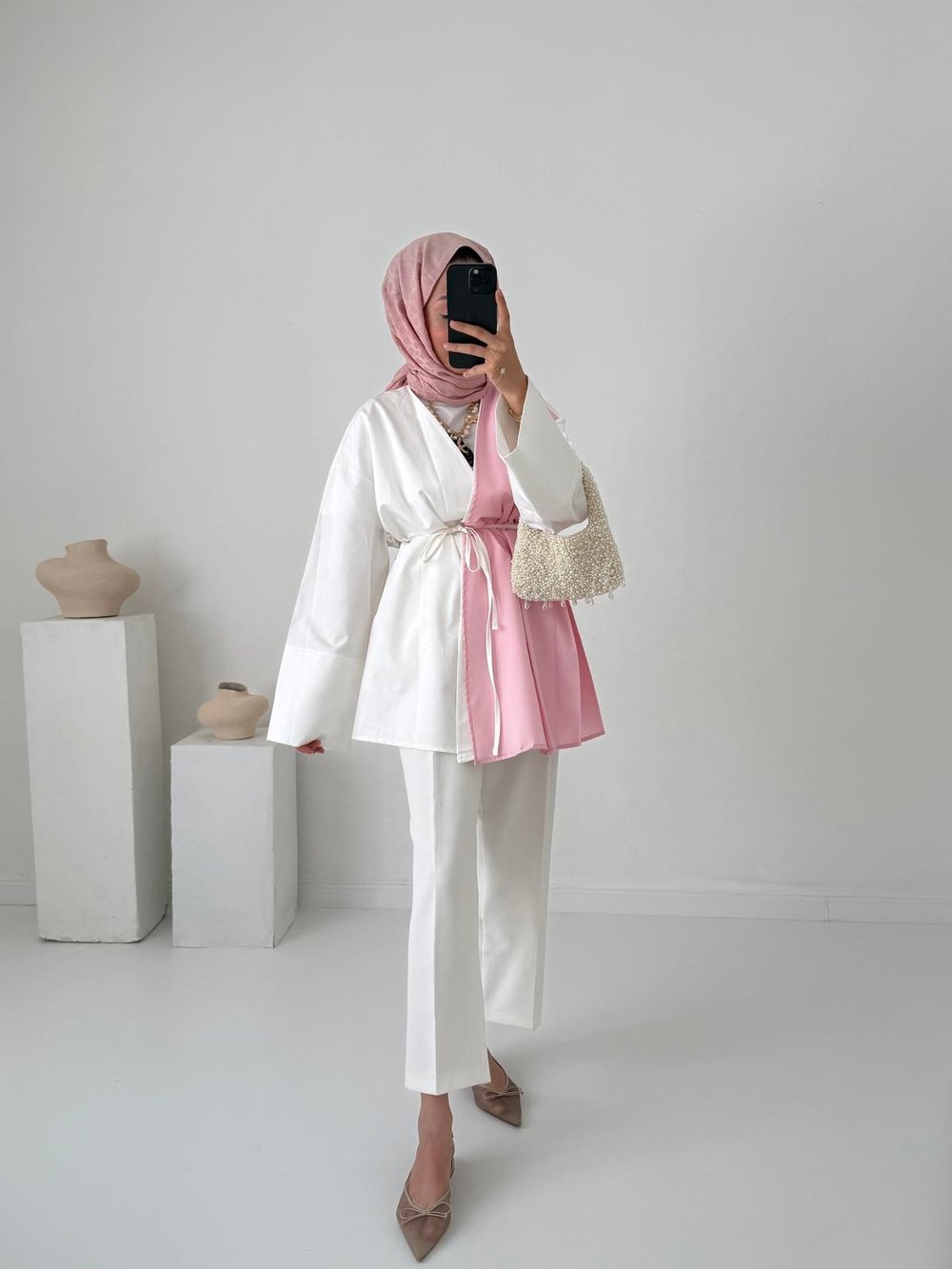 Kimono Gömlek - Pudra