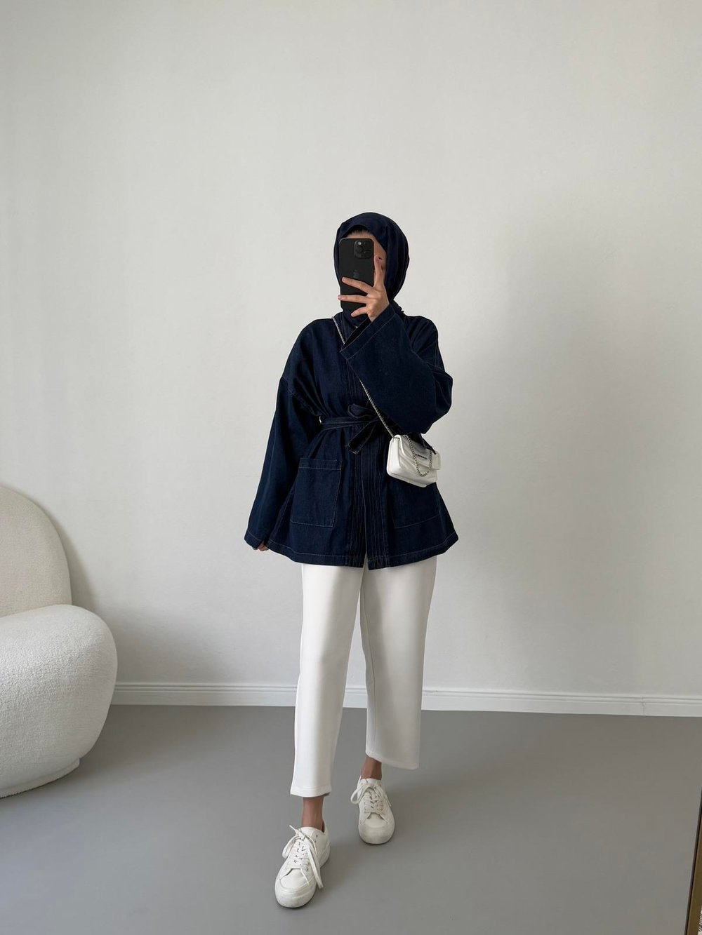 Kot Kimono Ceket - Koyu Kot