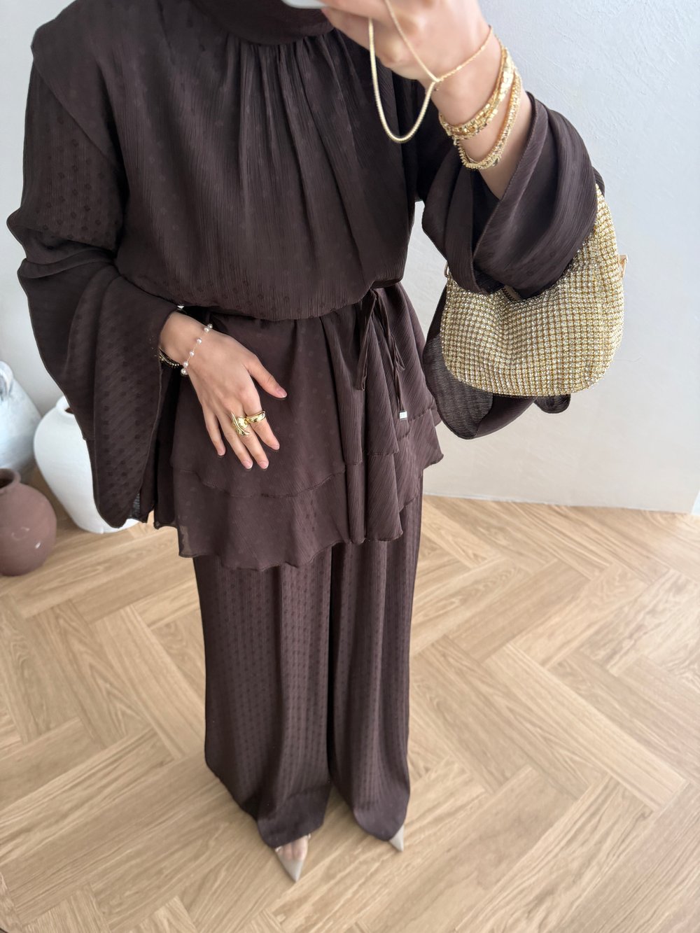Lavia Krep Takım - Kahve